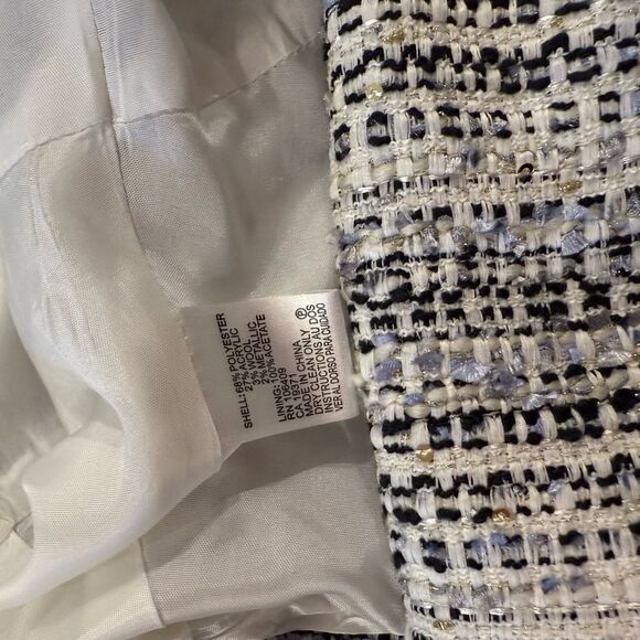 Tahari tweed silver blue zip up blazer new without tags size 8 - Picture 4 of 5